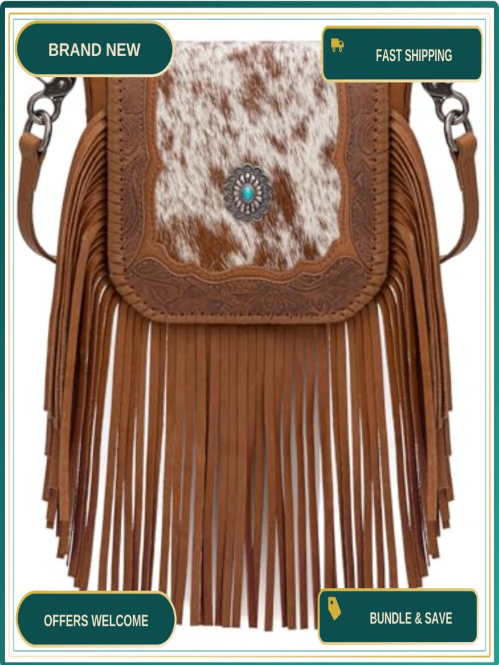 Fringe Crossbody Bag Western Saddle Style